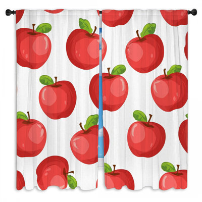 Apples Window Curtains  Fruit Farmhouse Drapes - 2 Panels