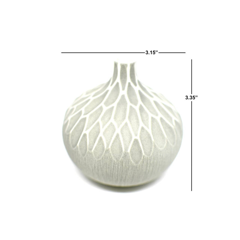 Aurorah Handmade Table Vase, Gray, 3.4" H x 3.2" W x 3.2" D