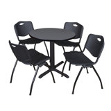 Neyland Cain Round X-Base Breakroom Table & 4 M Stack Chairs