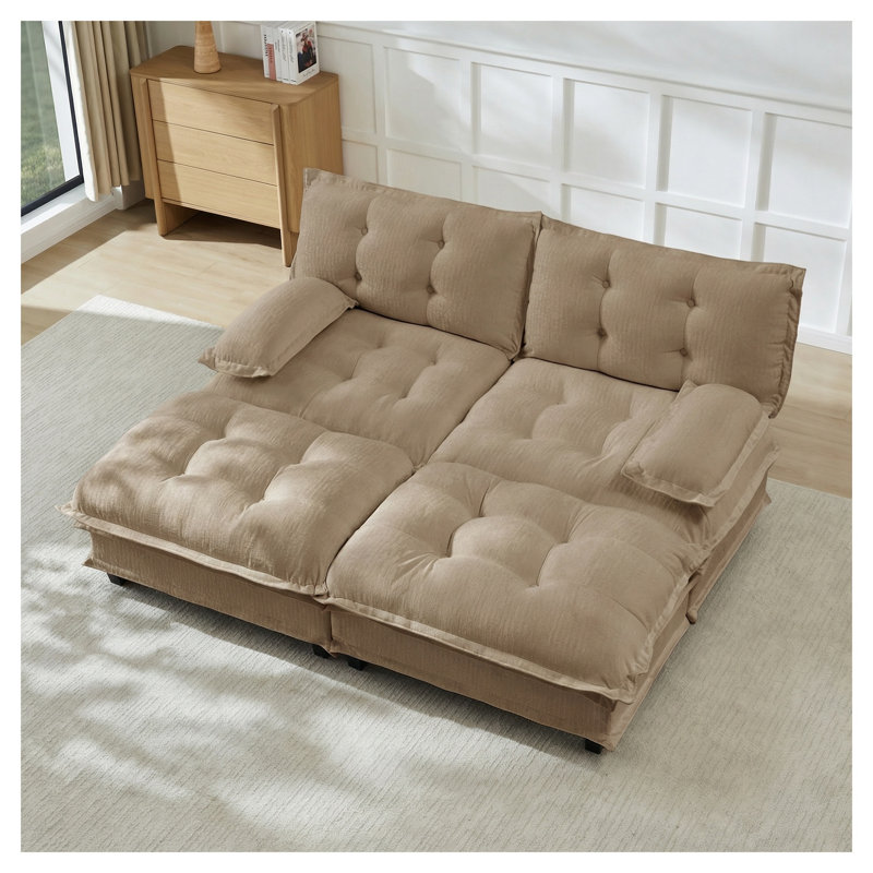 Canapé-lit modulaire 77 po 77 po, Chenille brun clair