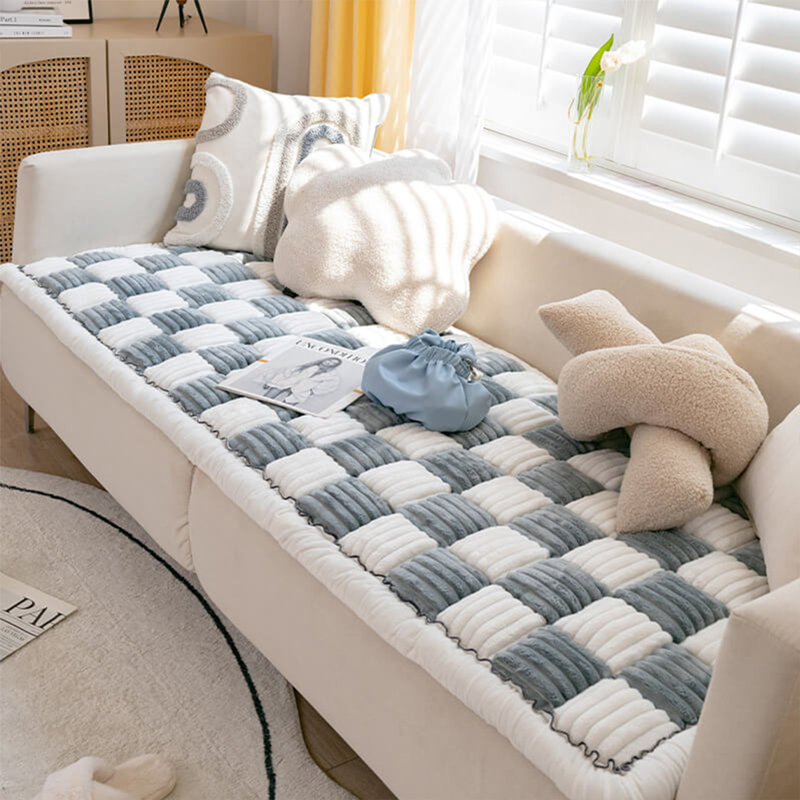 Housse de couette pour lit de chien crème, Blanc / Gris, H 1,3 po x l 29,5 po x P 57 po