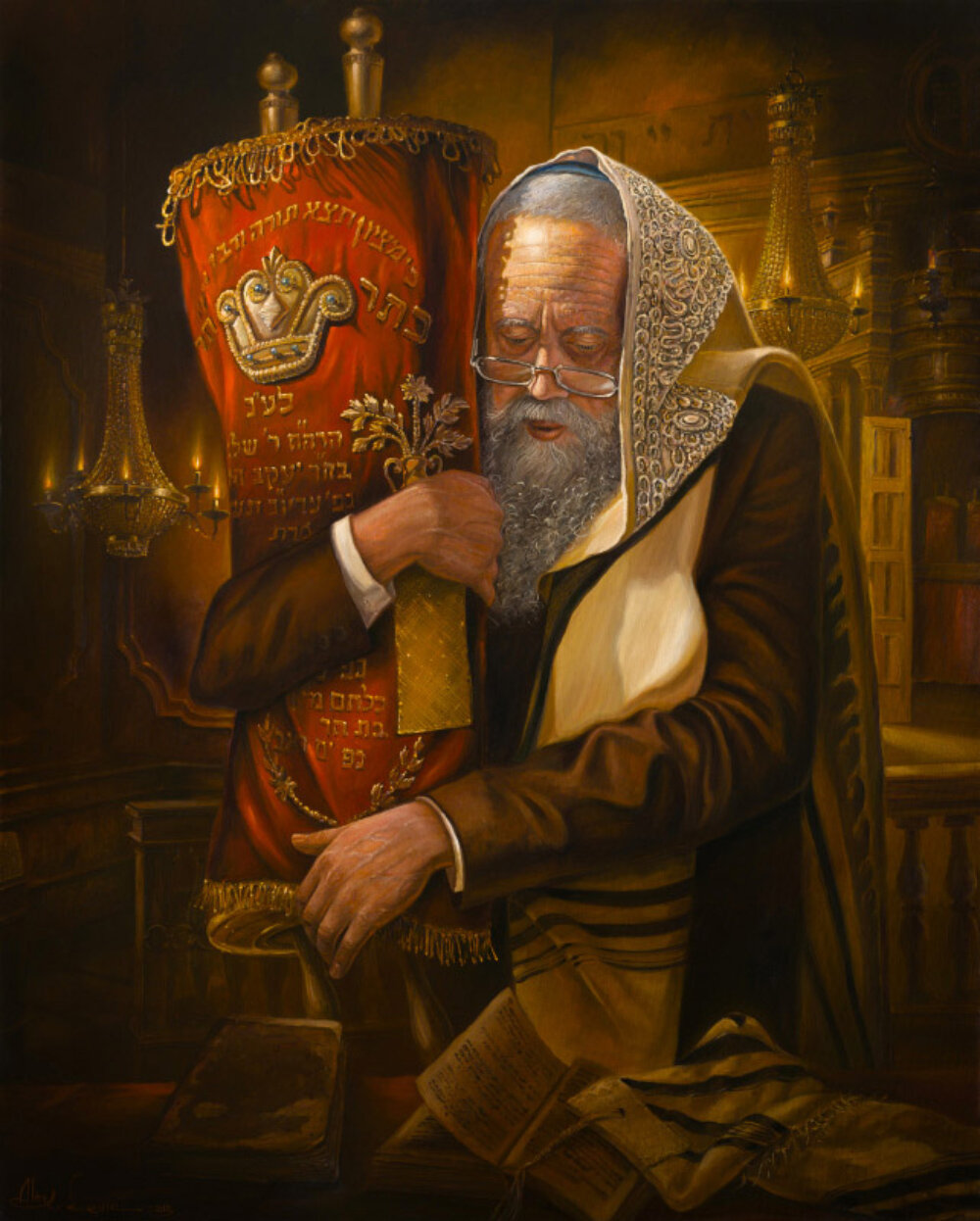 Bloomsbury Market Praying With Torah Framed On Canvas Print