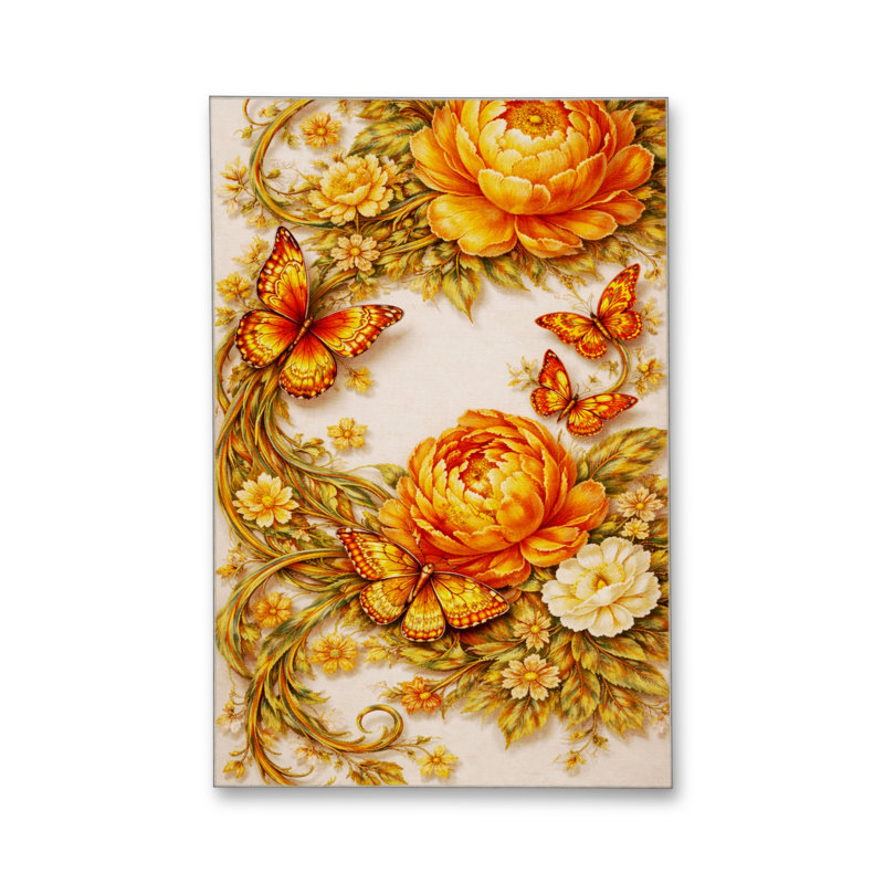 Tapis vert tissé à motif floral lavable Mosso, 3'11" x 5'11"
