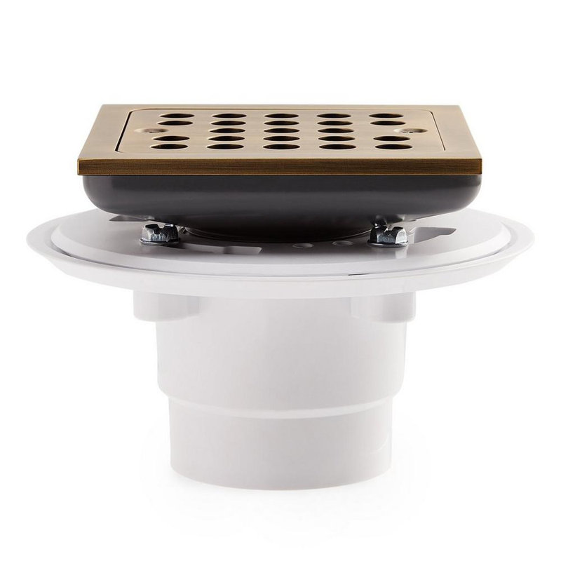Menlo Square Shower Drain, No, Aged Brass