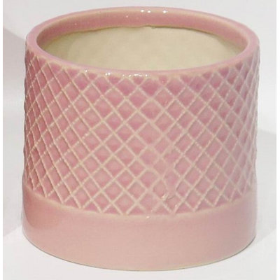 Pink Criss Cross Pattern Planter