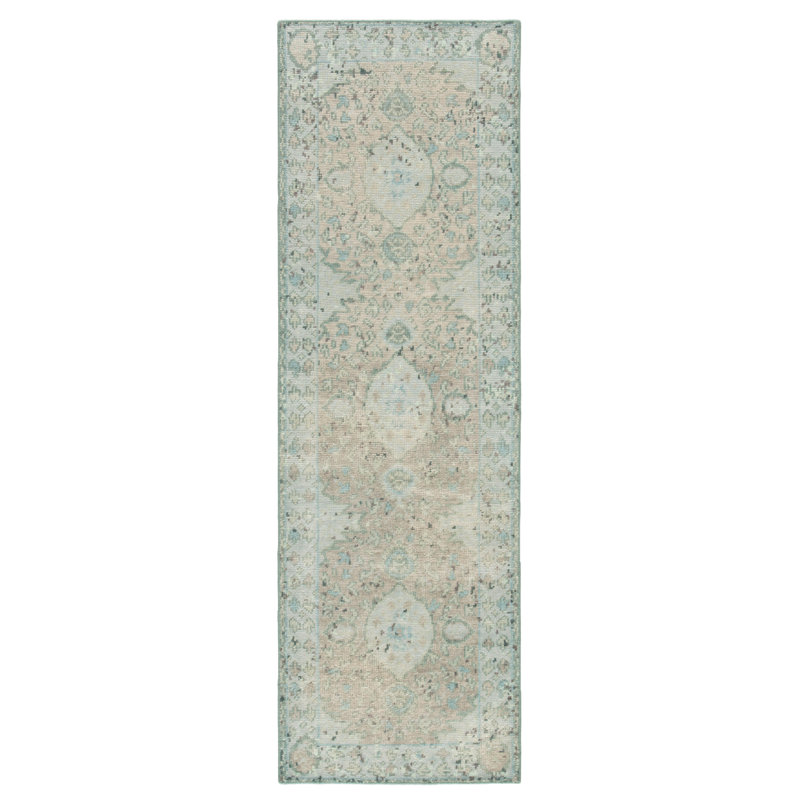 Tapis de couloir turquoise / beige noué à la main Jaipur Living Alessia (3 pi x 10 pi), Tapis de couloir : 3 pi x 10 pi