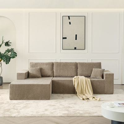 Canapé modulaire de 110 po, canapé désossé, sans siège, 3 places avec repose-pieds et 2 coussins