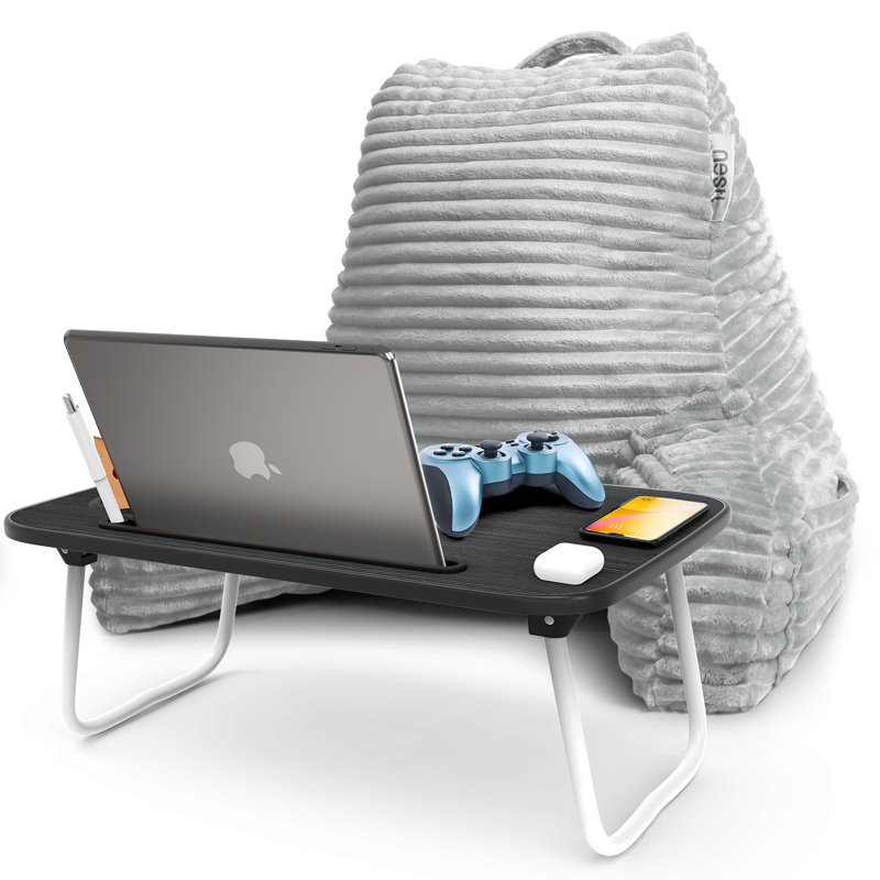 Nestl Reading Pillow with Portable Lap Desk, 17.00" H, Silver