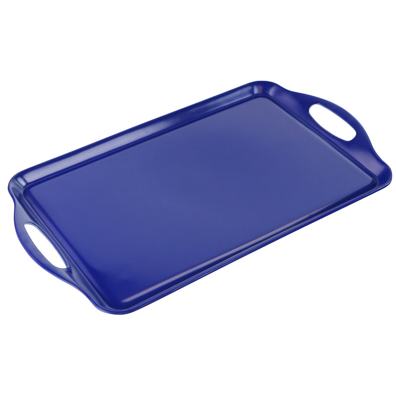 Reston Lloyd Multi-Purpose 18" Rectangle Melamine Plastic Handled Tray, Azure