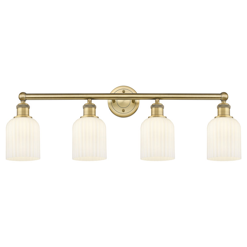 Fiennes 4 - Light Dimmable Vanity Light, Brushed Brass, White