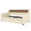Lit de jour simple avec couchette en magnifique beige - Station de charge, lumières à DEL et support de tête de lit serein-377370969