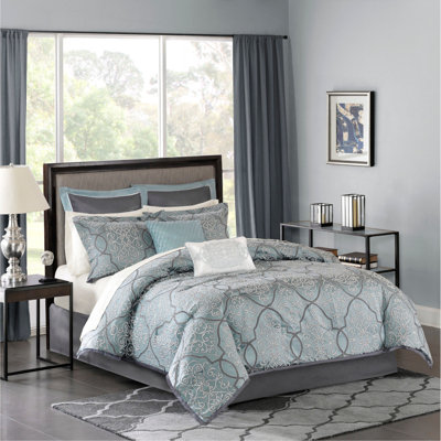 Ensemble d'édredon 12 pièces avec draps en coton bleu