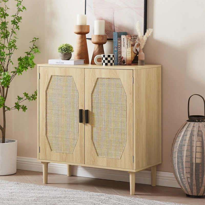 Armoires de cuisine avec portes décoratives en rotin