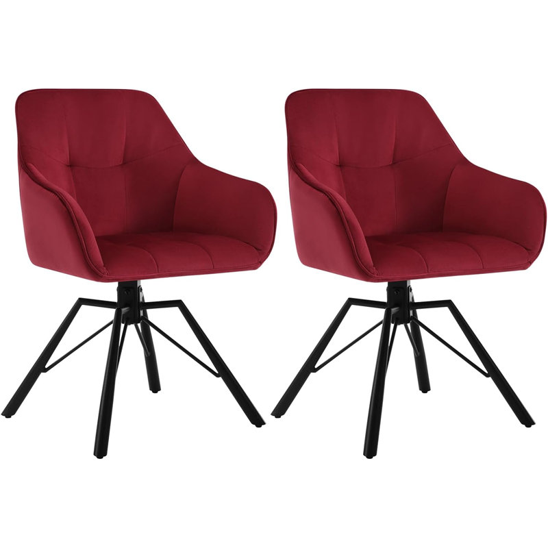 Alliene 48cm H Velvet Upholstered Armchair, Bordeaux, 1