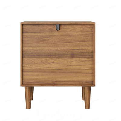 bedside table with double drawers for storage and solid wood legs; bedroom side table, bedside storage cabinet, compact bedside table
