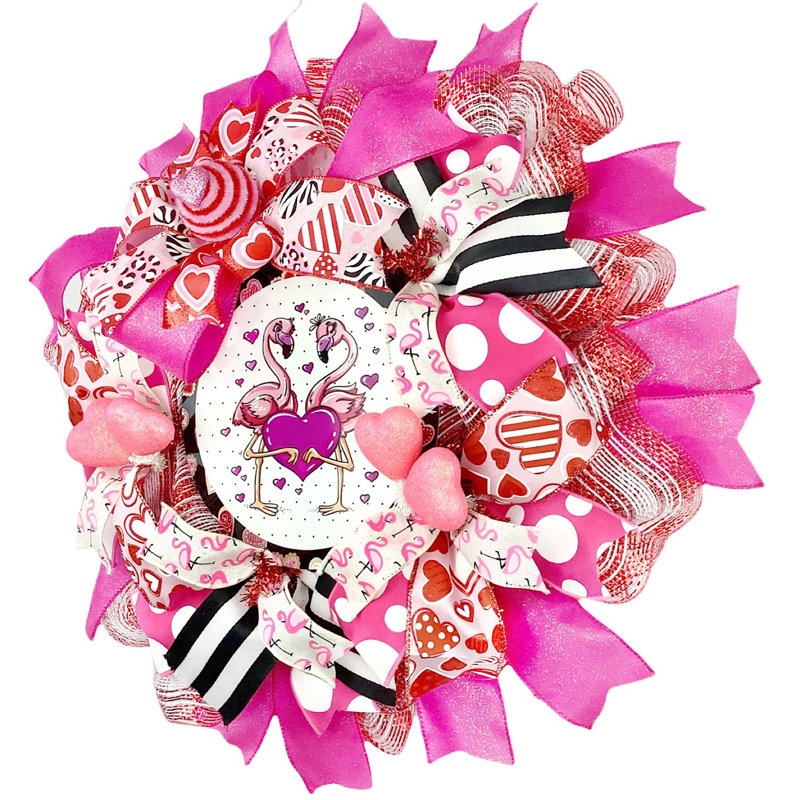 Couronne en maille de flamants roses 18 po