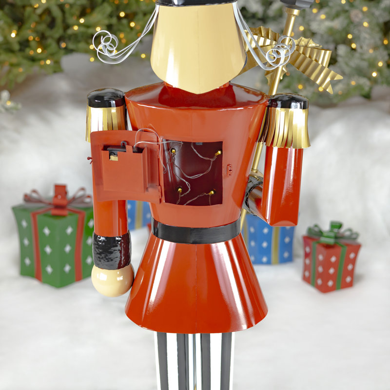 64.8" Tall Standing Iron Nutcracker with Lantern & LED Lights "Lucien"