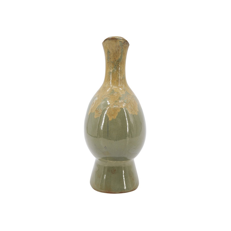 Multicolor Reactive Glazed Ceramic Vase, 5.5" x 4.5" x 10.8"