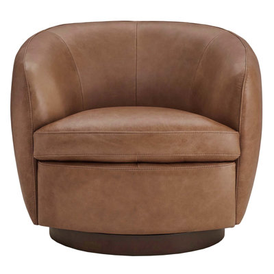 Fauteuil demi-tonneau pivotant en cuir Marcy Vegan