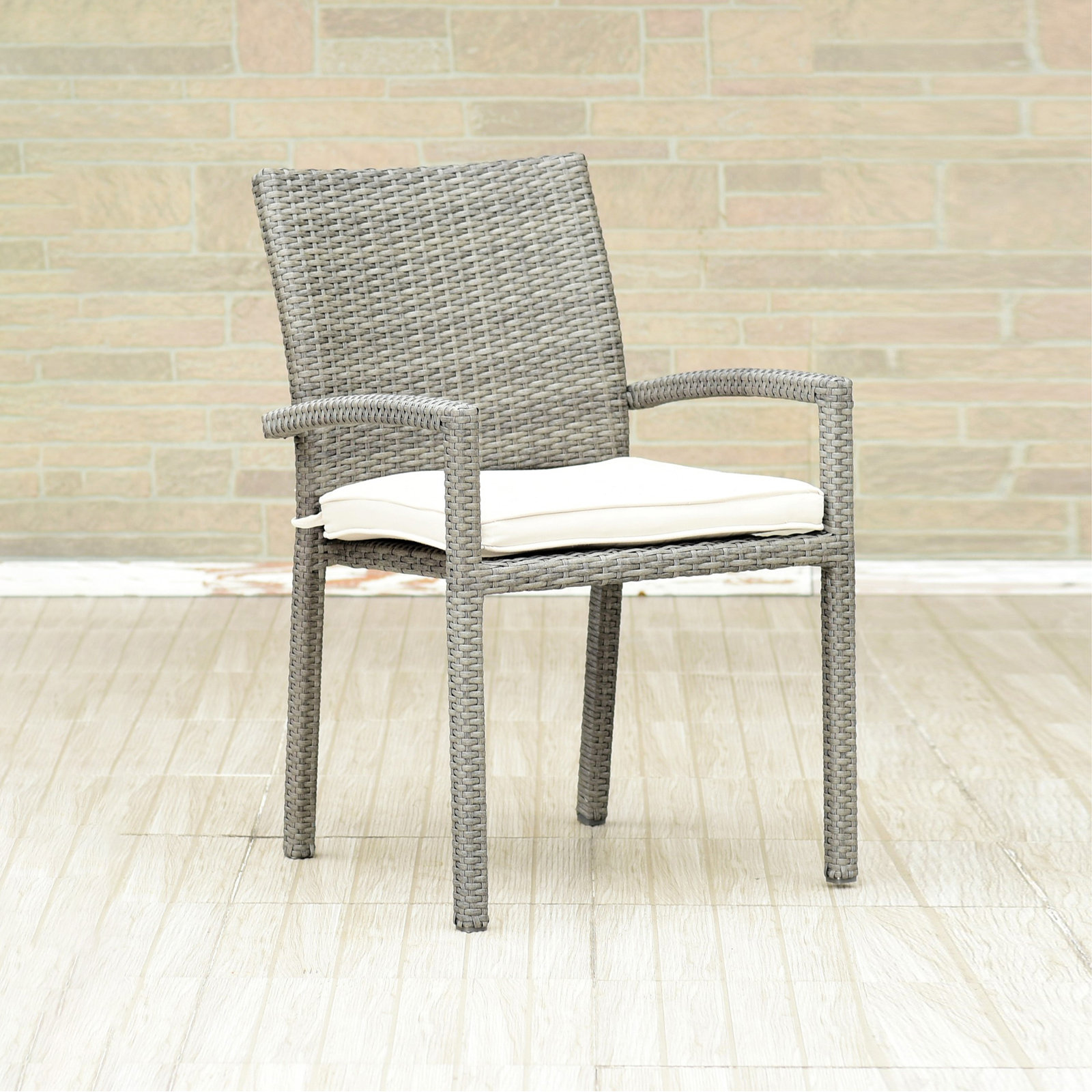 Alyisa Stackable Patio Armchair, Brown