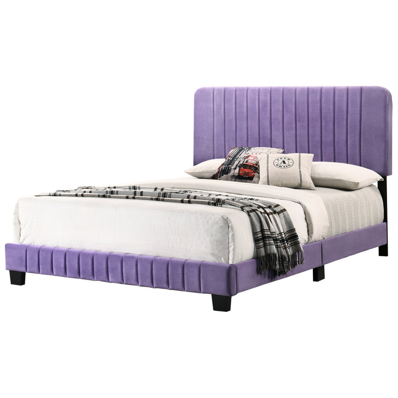 Grand lit mauve vif de style contemporain - Convient aux décors modernes Élégants matériaux de qualité pour une durabilité de l 65 po x P 86 po x H 48 po Assemblage requis