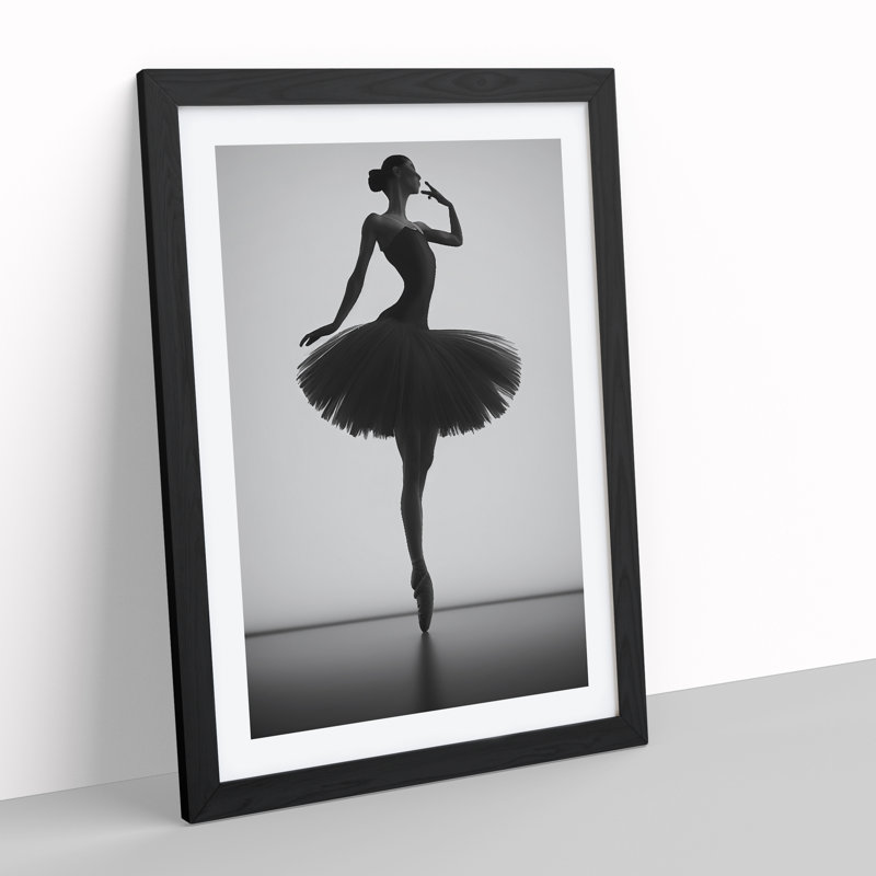 Monochrome Ballerina No.1 - Wall Art, Black Framed, 64cm H x 46cm W x 2cm D