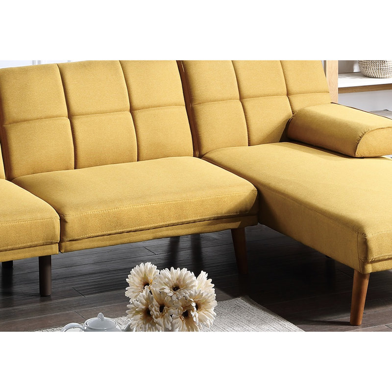 Couleur moutarde avec pieds en bois massif et rembourrage en mousse de style contemporain, Mustard Polyester Blend