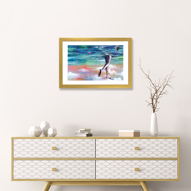 « cloud walk »-impression, H 24 po x l 32 po x P 1 po, Papier encadré doré