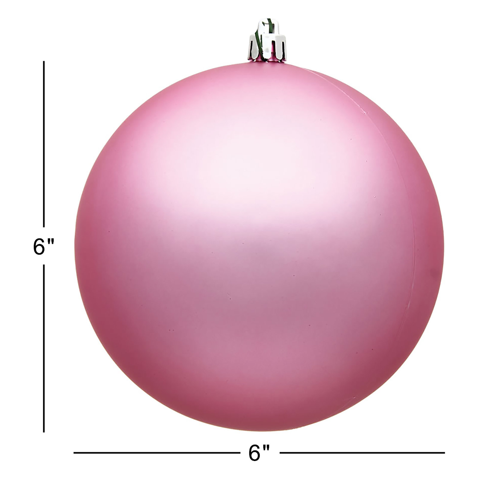 Christmas Ball Ornament, Matte Pink, 6" H x 6" W x 6" D