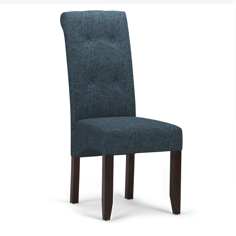 Cosmopolitan Tufted Upholstered Dining Chair with Curved Back in Modern Style (Set of 2), Dove Gray, Brown