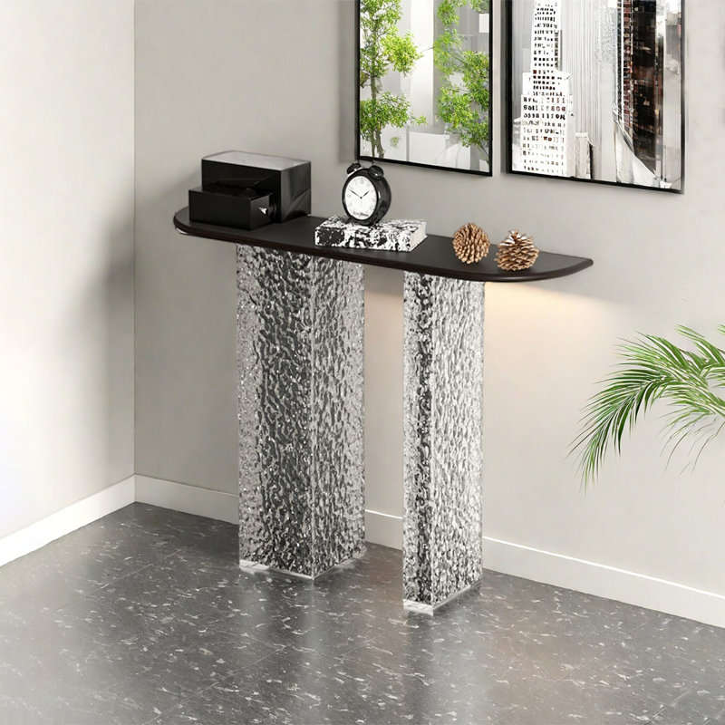 Console moderne en acrylique minimaliste, H 31,5 po x l 39,37 po x P 11,81 po, Noir