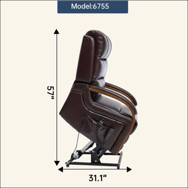 Fauteuil inclinable Power Leatheraire Lift, Brun