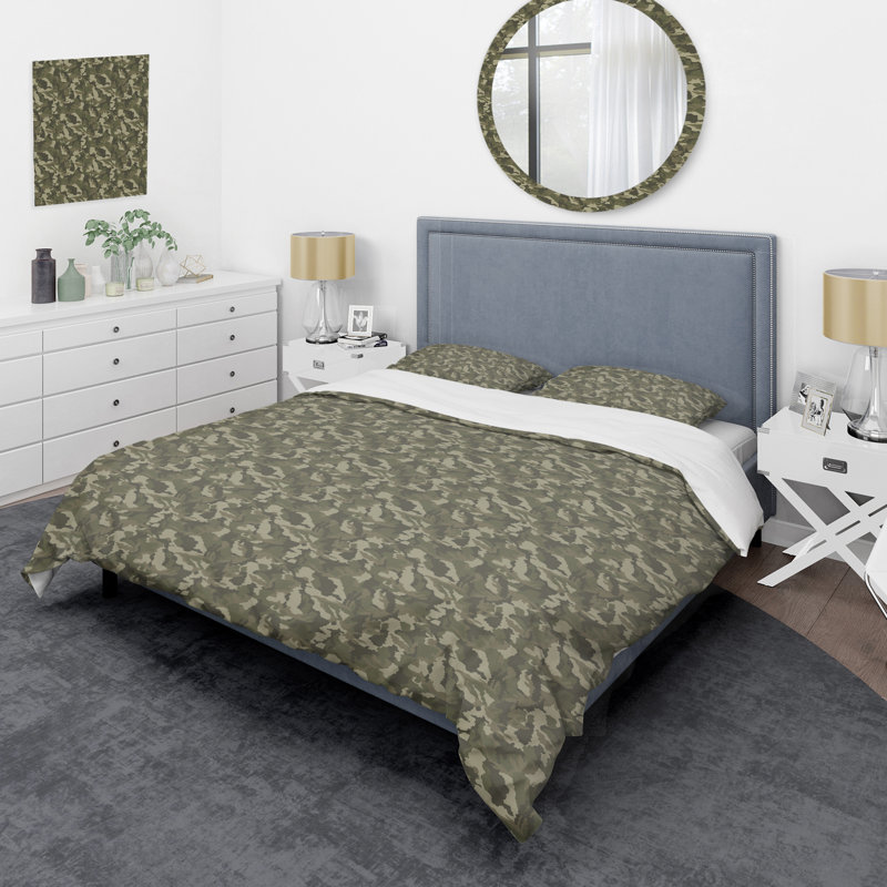 Green Microfiber Duvet Cover Set, King Duvet Cover + 2 King Shams