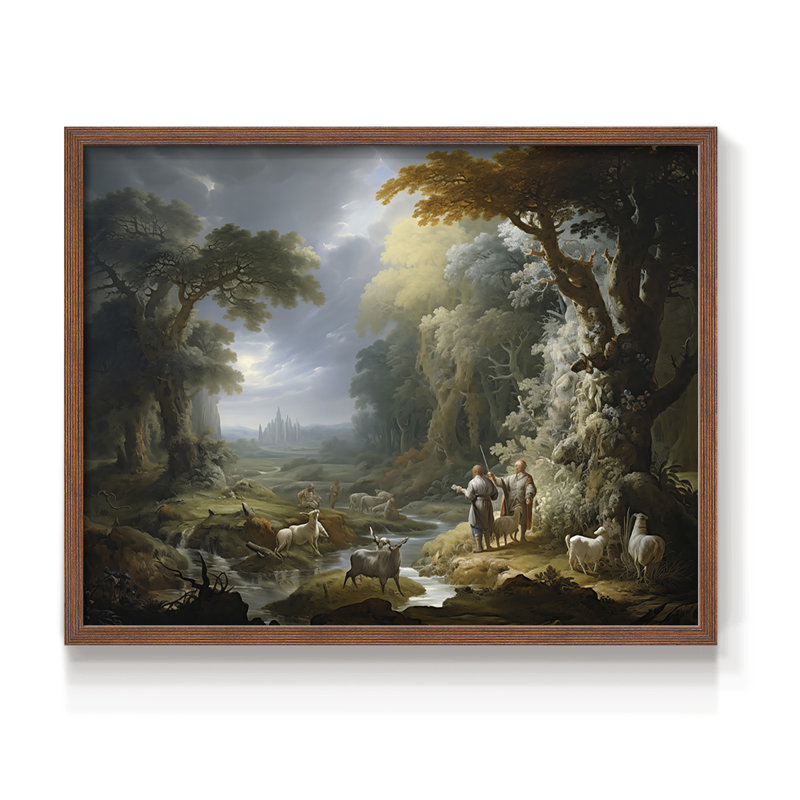 Faune, série 11 - Reproduction encadrée - Restickable, Noyer, H 11 po x l 14 po