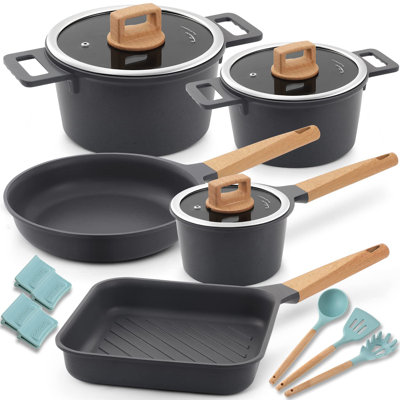 Batterie de cuisine antiadhésive à induction 100% sans PFOa avec ustensiles de cuisine