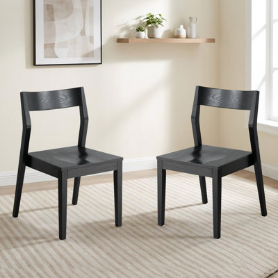 Morven Dining Chair, A Solid Wood Windsor Kitchen Chair with Angular Back & curved Design, Reinforced Hardwood Frame, Ebony Black Finish.