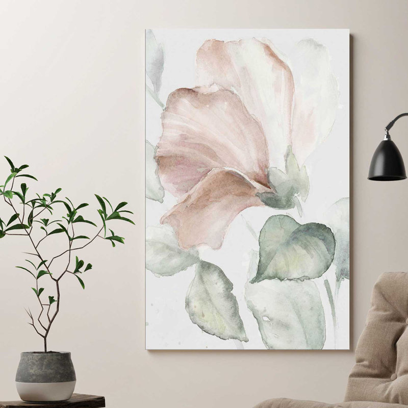 «Neutral Hibiscus I» par Lanie Loreth, reproduction sur toile, H 30 po x l 18 po x P 1 po, Toile tendue