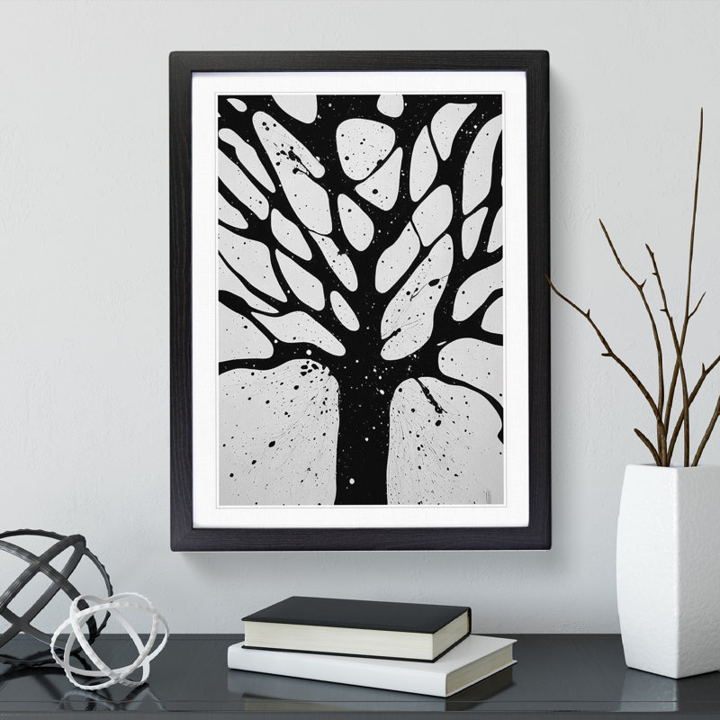 A Monochrome Tree No.2 - Framed Print, 46cm H x 34cm W x 2cm D, Black Framed
