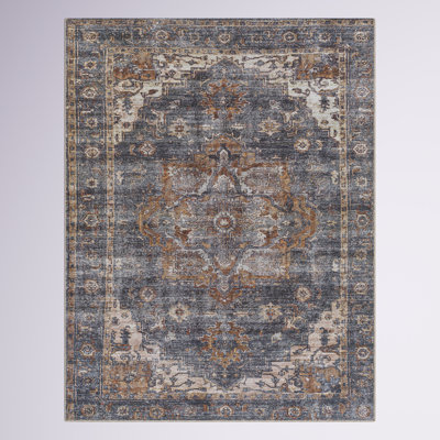 Tapis oriental bleu marine / brun / crème Glendale Heights