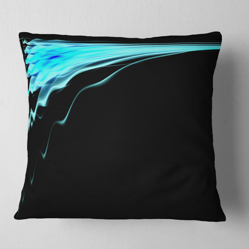 Illustration numérique de flammes bleues - coussin imprimé abstrait, 16 po x 1 po, Coussin décoratif