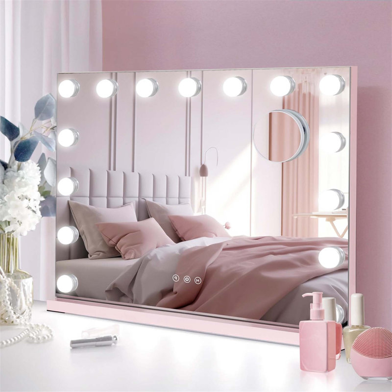 Demetrias Metal Rectangle Mirror, Pink