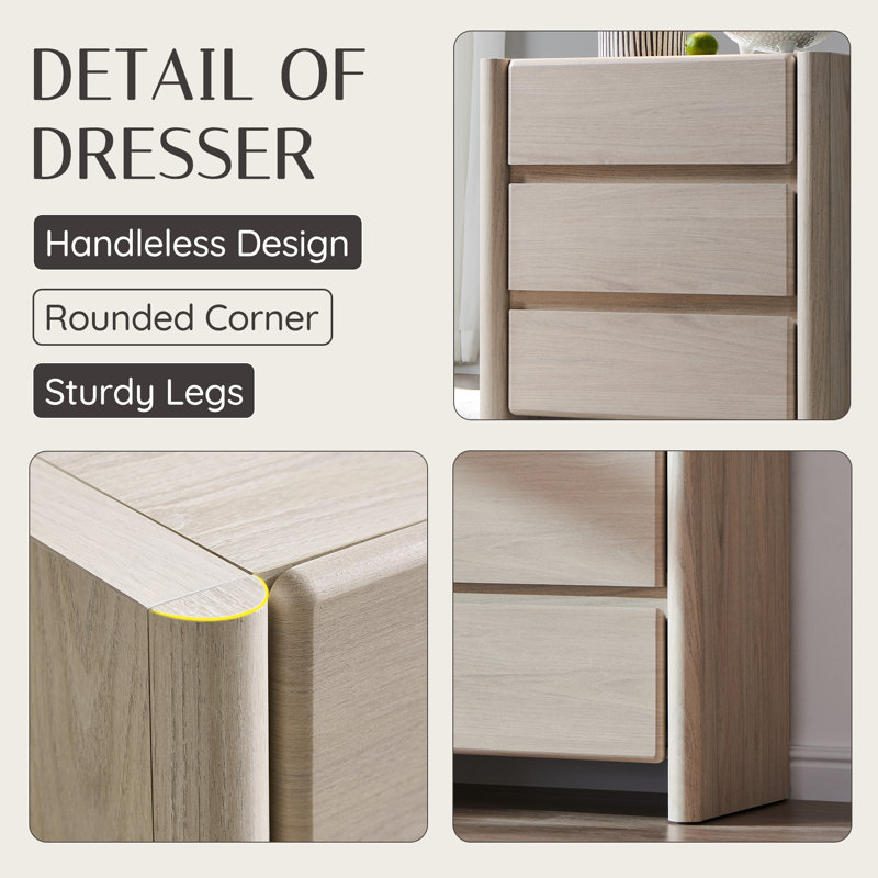 Grande table de bout moderne de 25 po Bolanos, 2 tables d'appoint l 23,6 po avec station de charge et 3 tiroirs de rangement, grande table de bout en bois pour chambre à coucher