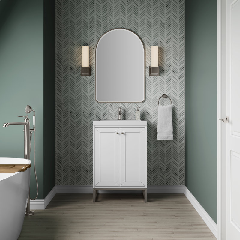 Chianti 23.6'' W Single Vanity, Glossy White, Brushed Nickel