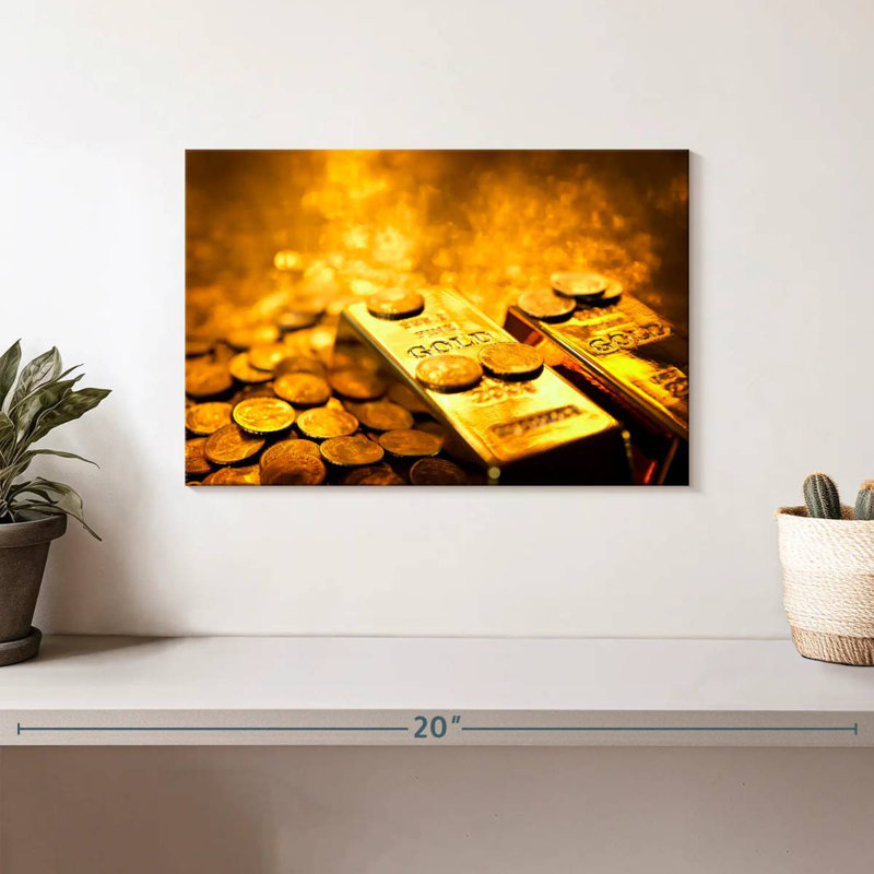 Kerner Coins And Gold Bars, 8'' H x 12'' W
