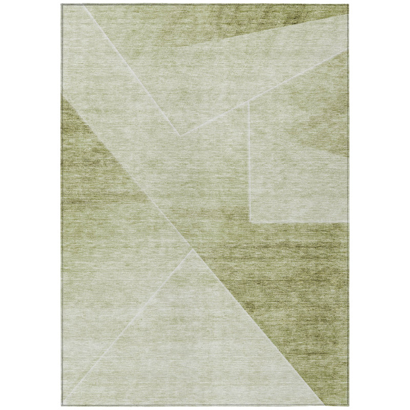 Tapis intérieur lavable abstrait vert sauge et artichaut 10 pi x 14 pi