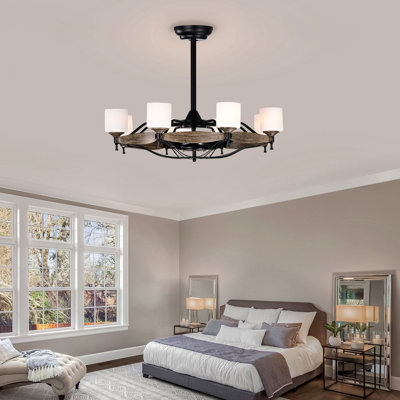 Ventilateur de plafond Dia 33 pouces pour chambre à coucher, salon, cuisine, entrée de ferme, grain de bois