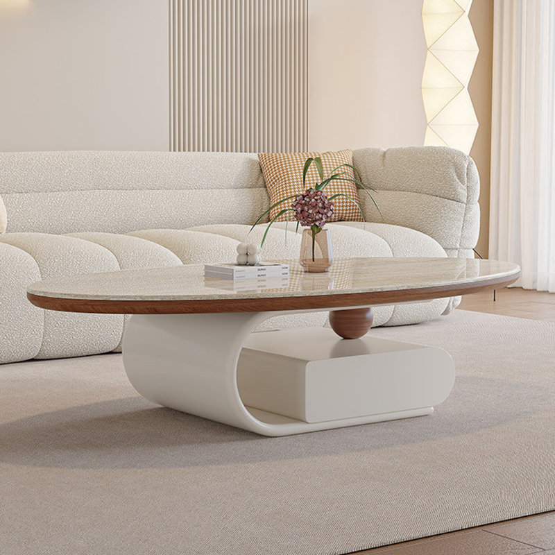 Nordic-style sintered stone coffee table, 15.7" H x 43.3" W x 25.5" D