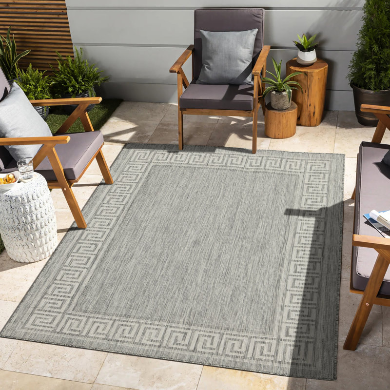 5Ft. 3In. X 7Ft. Silver Area Rug - Sunshine Gchar2003, Polypropylene, Stain , For Indoor/Outdoor, Patio, Deck Utilization Silver, Indoor And Outdoor, Deck, Living