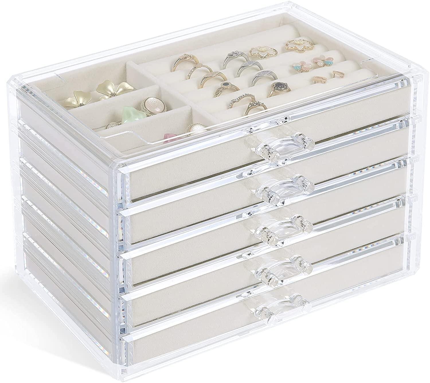 Plastic Compartment Jewelry Storage Box,Earrings Storage Case, Jewelry  Organizer Box