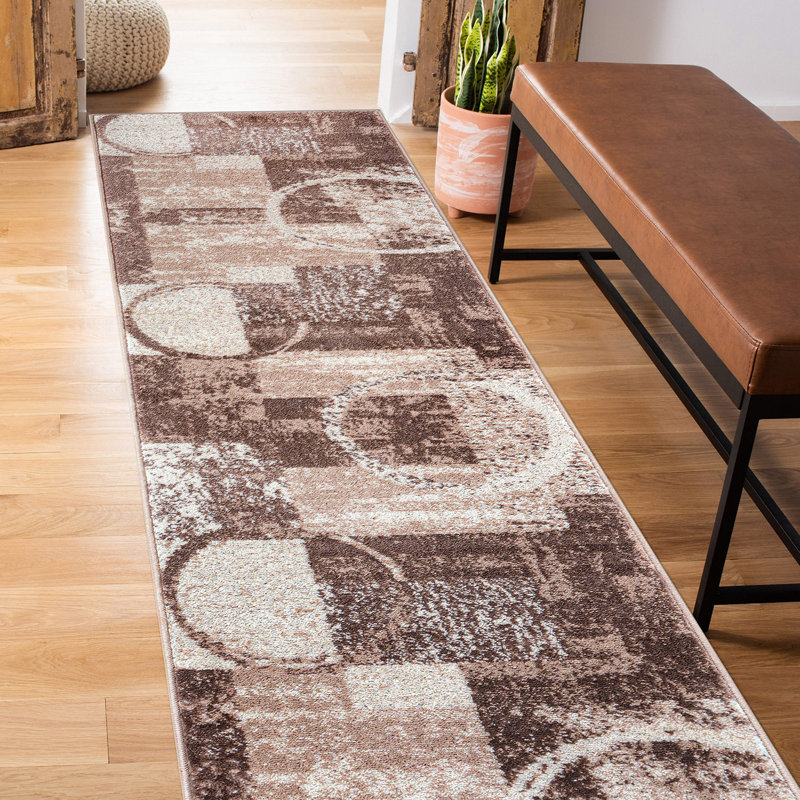 Bionda Geometric Area Rug, Runner 2' x 7'2", Brown
